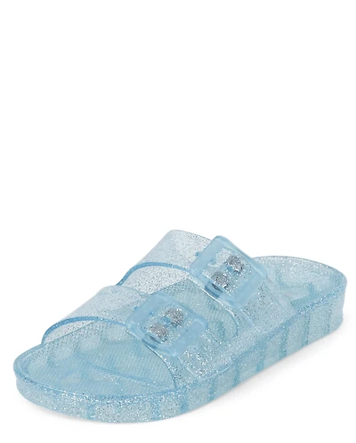 Girls Glitter Jelly Buckle Slides