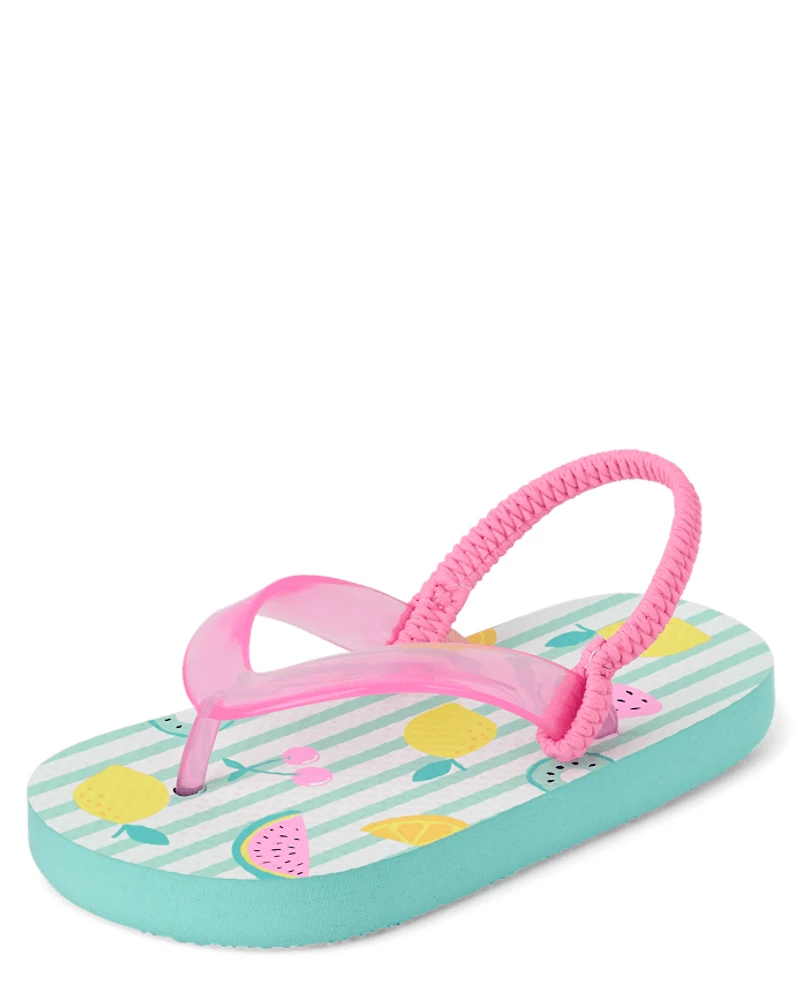 Toddler Girls Striped Fruit Flip Flops