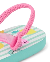 Toddler Girls Striped Fruit Flip Flops