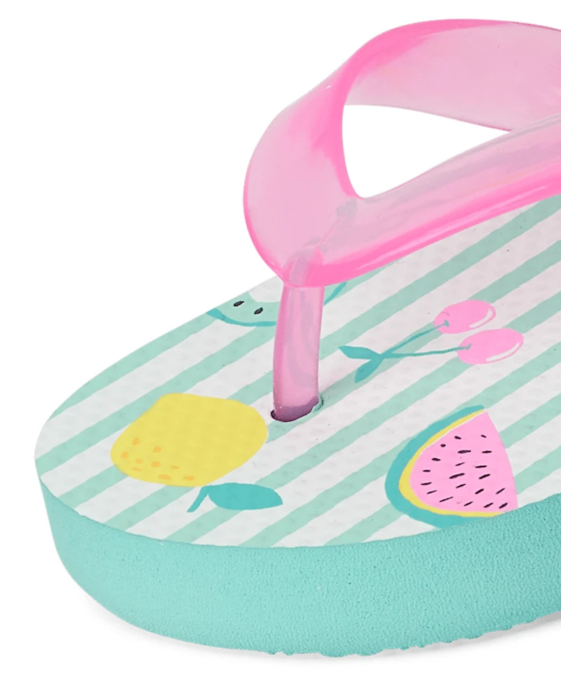 Toddler Girls Striped Fruit Flip Flops