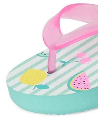 Toddler Girls Striped Fruit Flip Flops