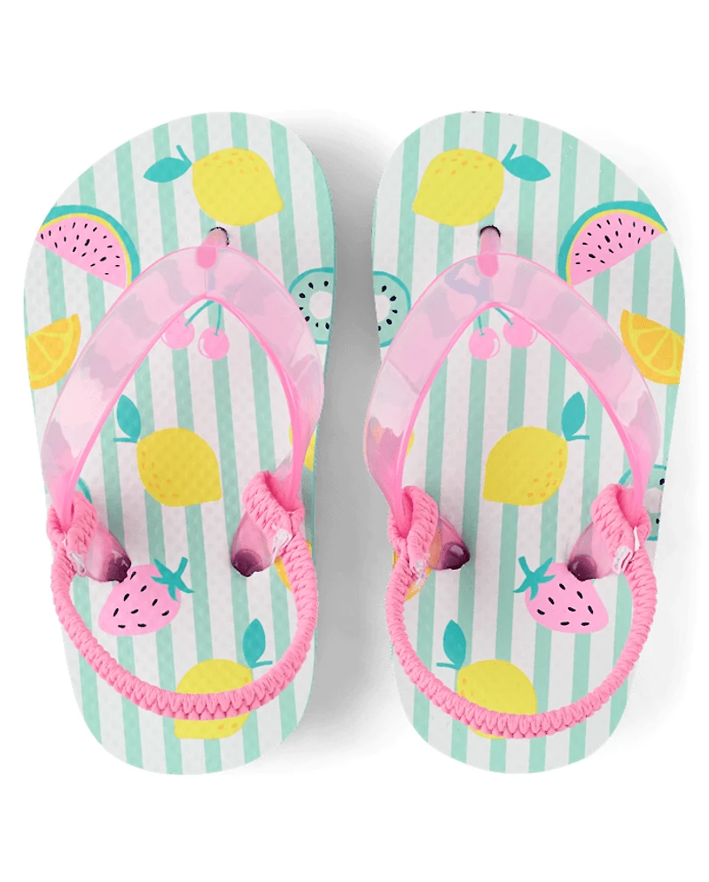 Toddler Girls Striped Fruit Flip Flops
