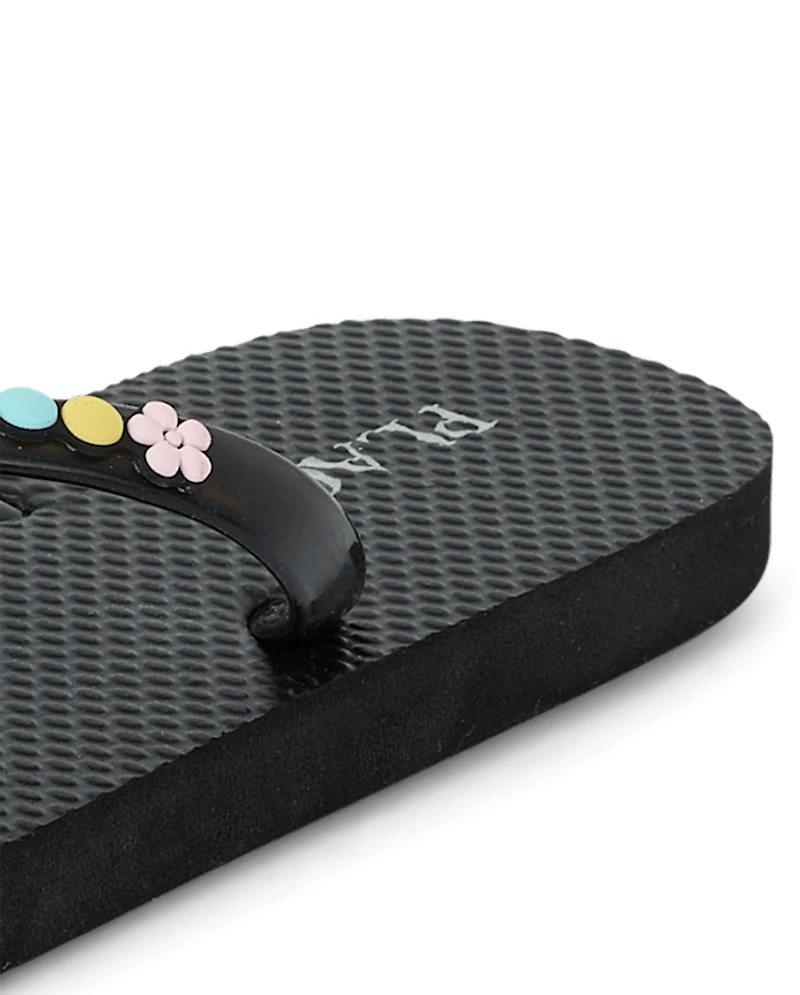 Girls Faux Beaded Patch Flip Flops