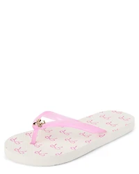 Girls Bow Stud Flip Flops