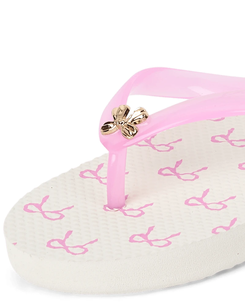 Girls Bow Stud Flip Flops