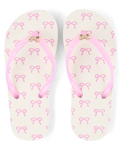 Girls Bow Stud Flip Flops