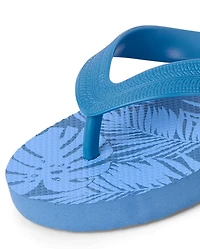 Boys Tropical Leaf Flip Flops
