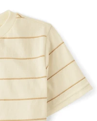 Boys Striped Textured Henley Tee