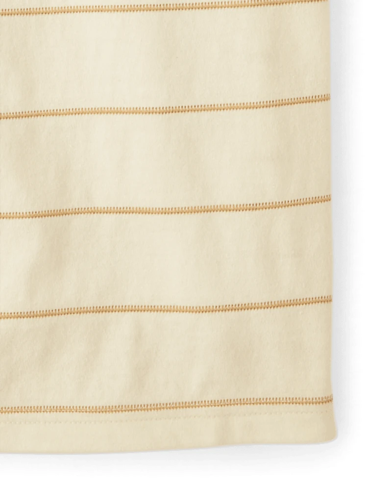 Boys Striped Textured Henley Tee