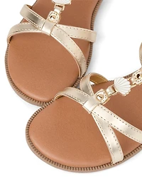 Girls Metallic Seashell Gladiator Sandals