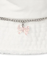 Girls Bow Frayed Denim Bucket Hat