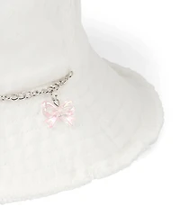 Girls Bow Frayed Denim Bucket Hat