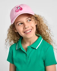Girls Embroidered Cherry Baseball Hat
