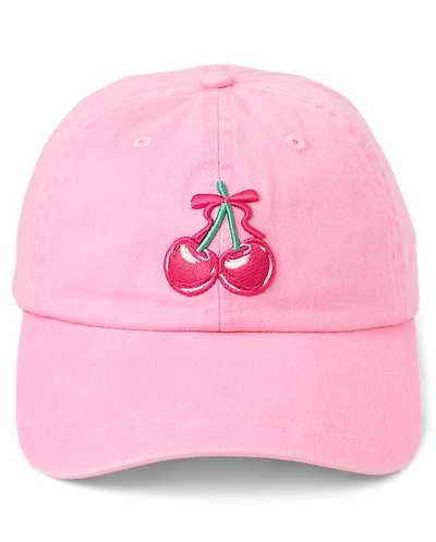 Girls Embroidered Cherry Baseball Hat