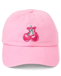 Girls Embroidered Cherry Baseball Hat