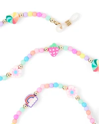 Chaîne de lunettes de soleil à perles avec visage souriant pour filles