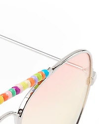 Girls Rainbow Beaded Aviator Sunglasses
