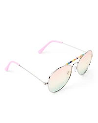 Girls Rainbow Beaded Aviator Sunglasses