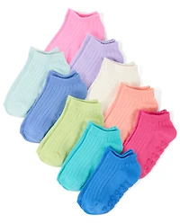 Girls Rainbow Ankle Socks 10-Pack