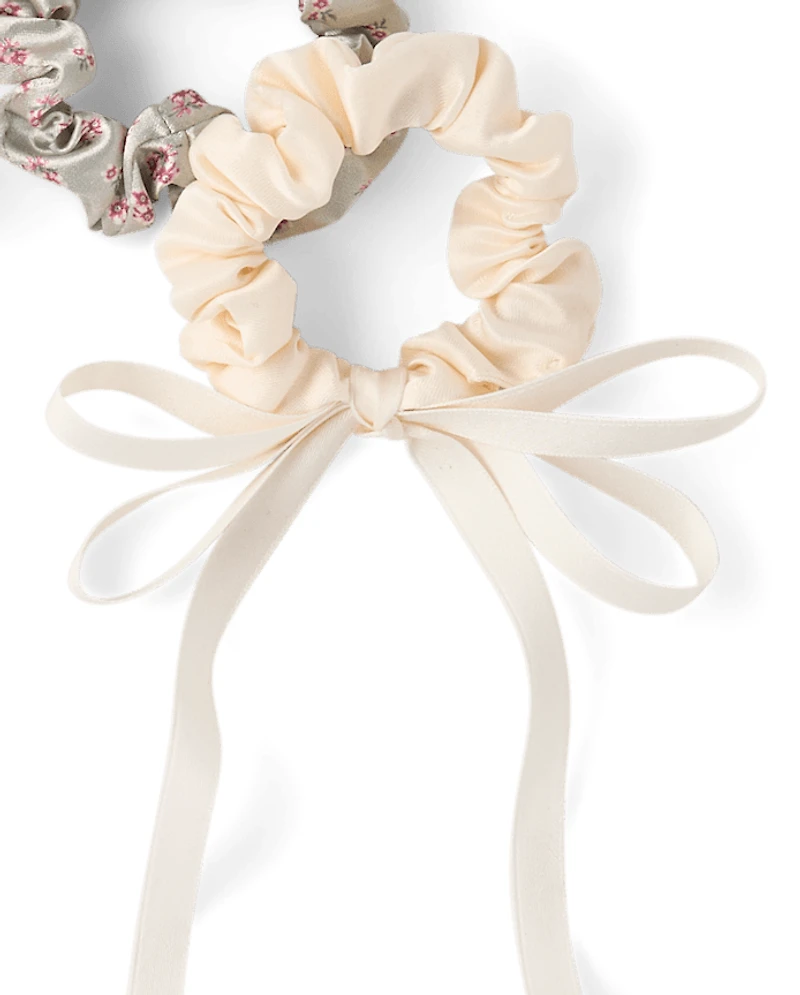 Girls Bow Satin Hair Scrunchie 4-Pack