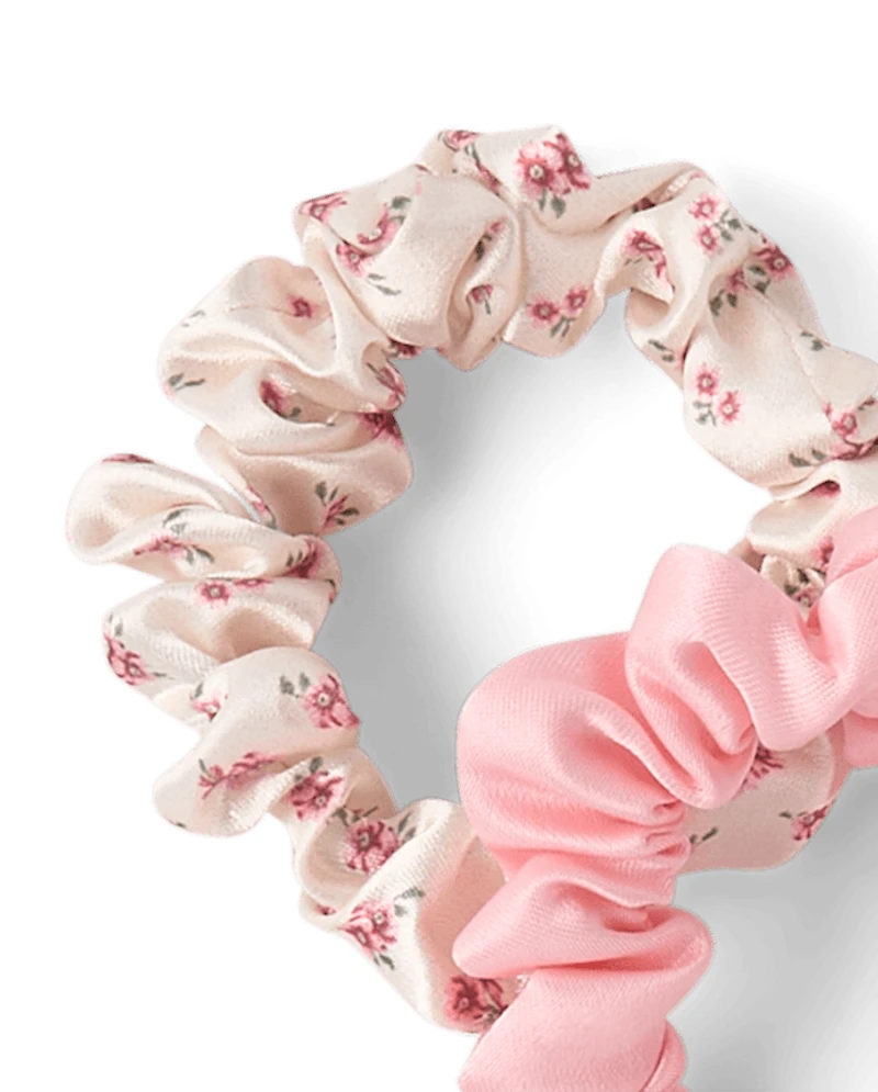 Girls Bow Satin Hair Scrunchie 4-Pack