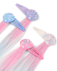 Girls Seashell Hair Extension Hair Clip 4-Pack