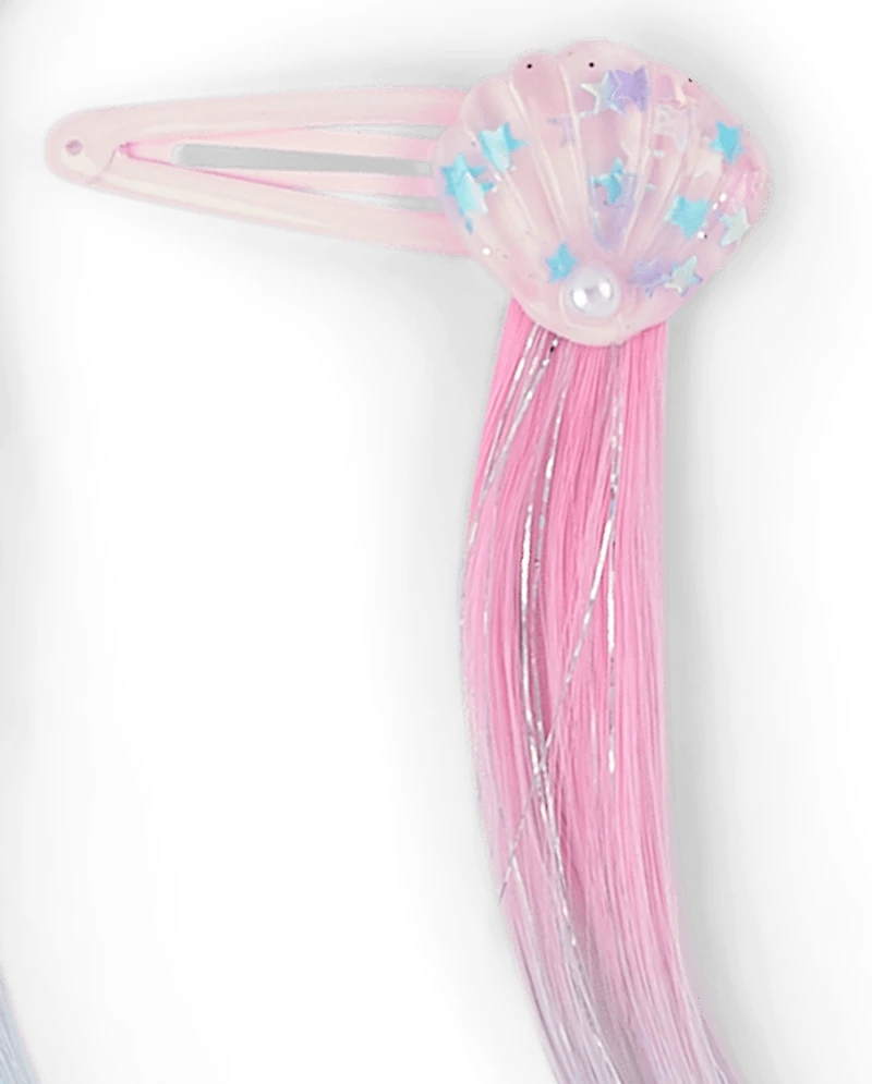 Girls Seashell Hair Extension Hair Clip 4-Pack