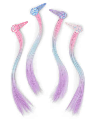 Girls Seashell Hair Extension Hair Clip 4-Pack