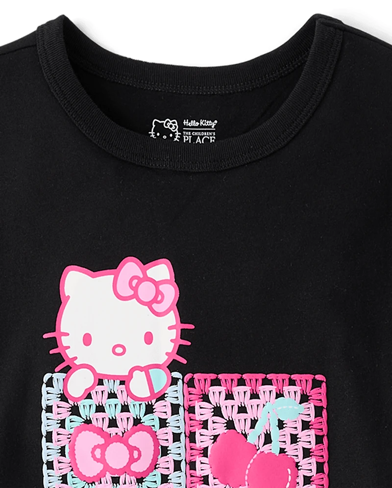 Girls Hello Kitty® Puff Print Crochet Relaxed Graphic Tee