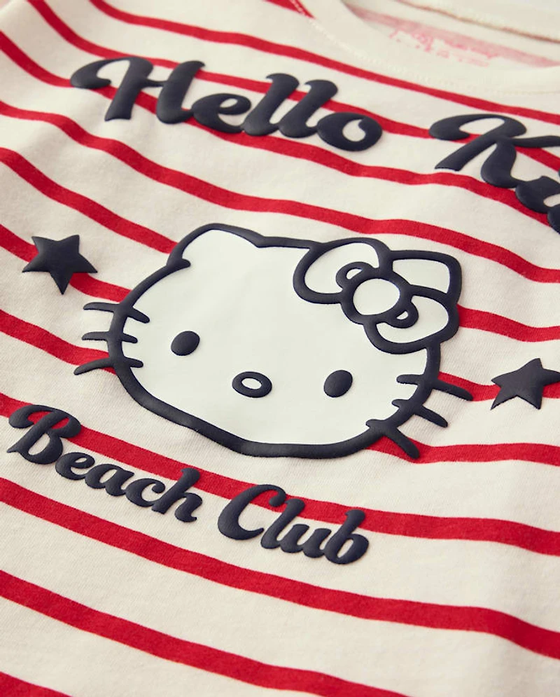 Girls Hello Kitty® Puff Print Beach Club Striped Graphic Tee