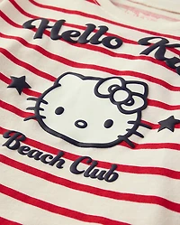 Girls Hello Kitty® Puff Print Beach Club Striped Graphic Tee