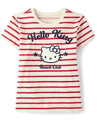 Girls Hello Kitty® Puff Print Beach Club Striped Graphic Tee