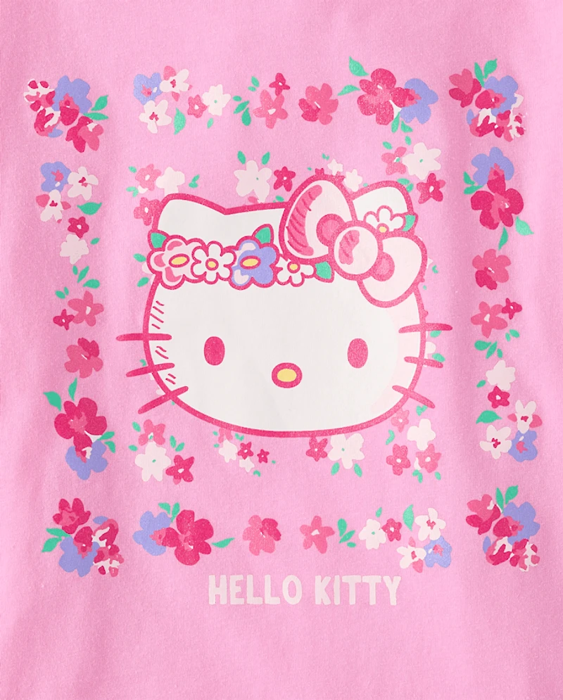 Girls Hello Kitty® Glitter Floral Graphic Tee