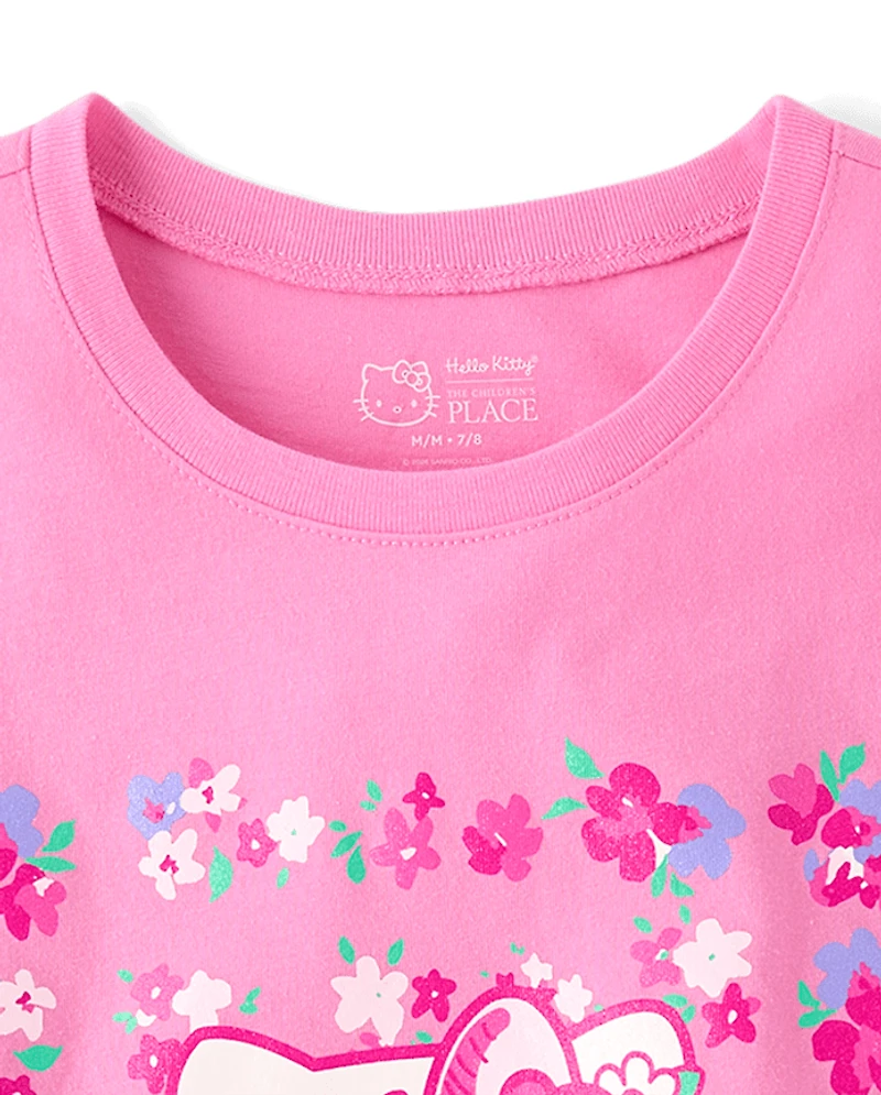 Girls Hello Kitty® Glitter Floral Graphic Tee