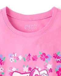 Girls Hello Kitty® Glitter Floral Graphic Tee