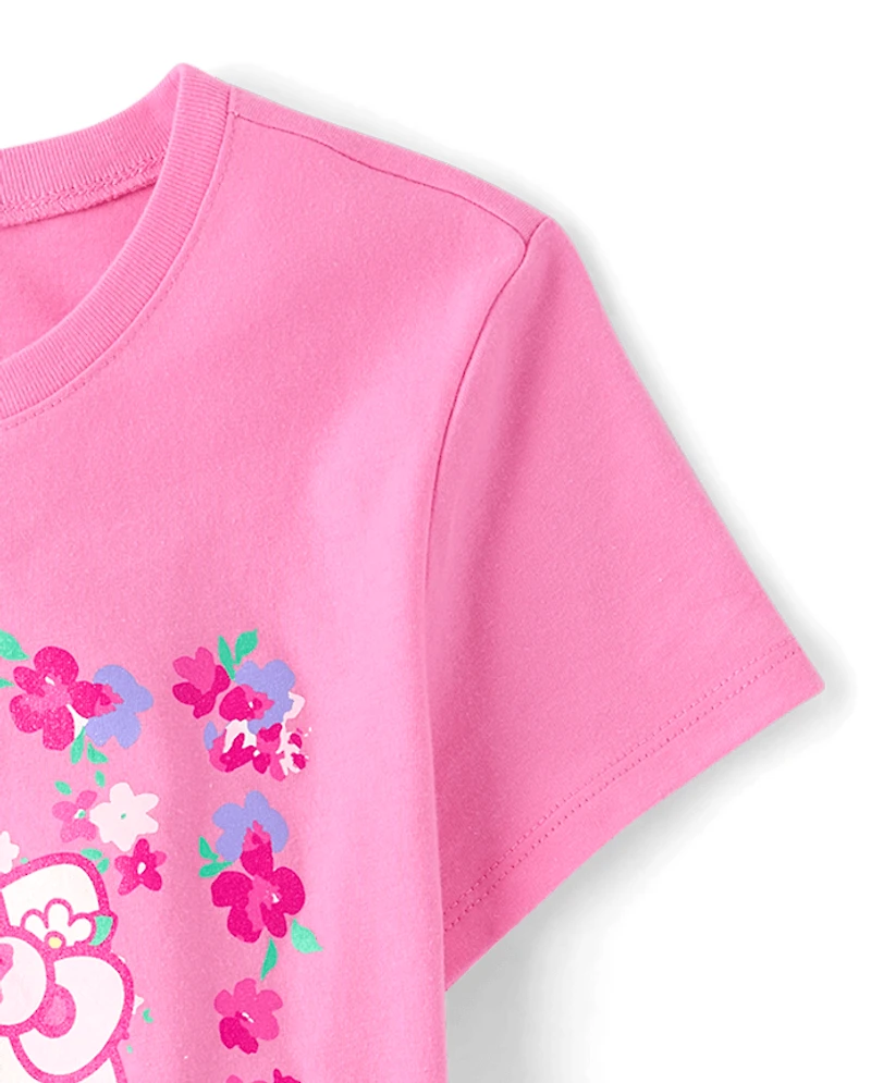 Girls Hello Kitty® Glitter Floral Graphic Tee