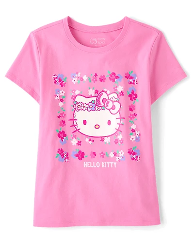 Girls Hello Kitty® Glitter Floral Graphic Tee