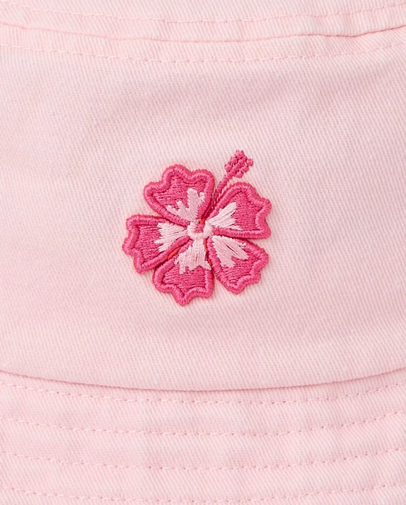 Baby And Toddler Girls Embroidered Hibiscus Bucket Hat
