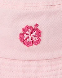 Baby And Toddler Girls Embroidered Hibiscus Bucket Hat