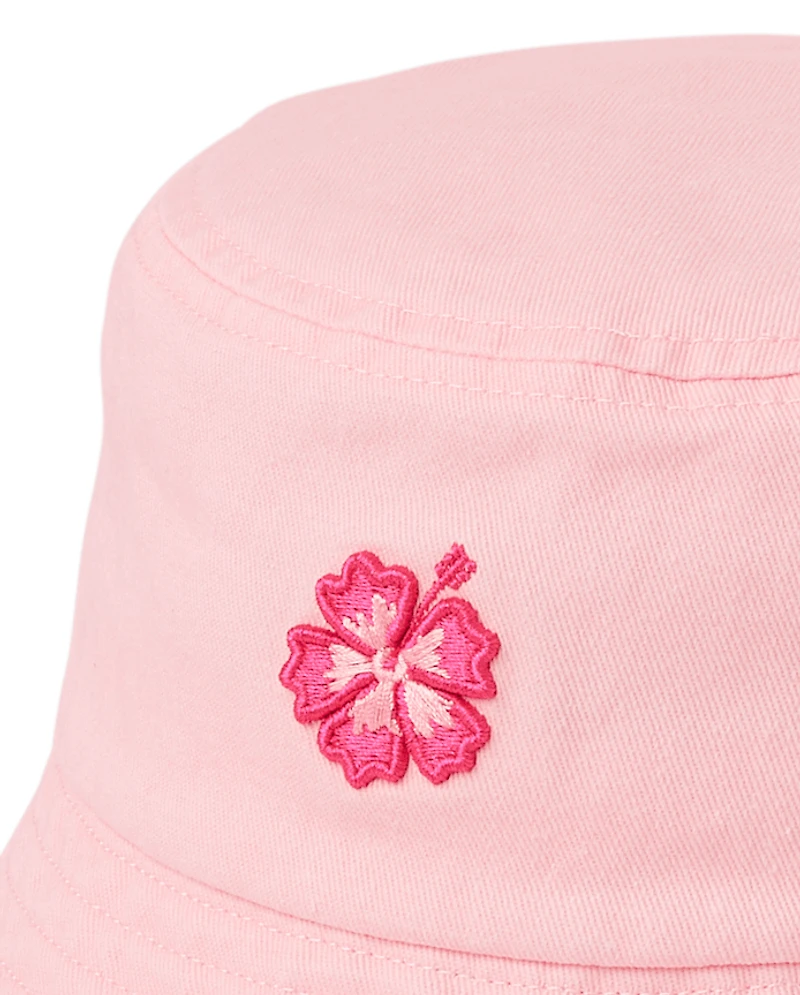 Baby And Toddler Girls Embroidered Hibiscus Bucket Hat