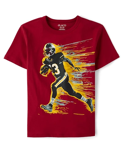 Boys Football Player Graphic Tee