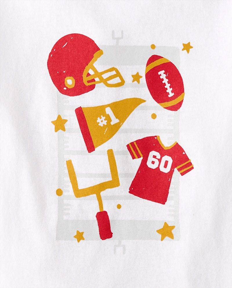 Baby And Toddler Boys Football Icons Graphic Tee