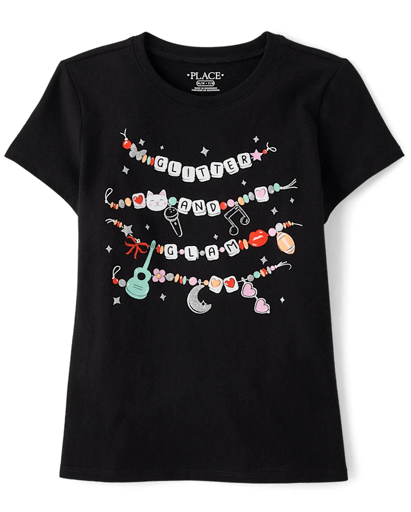 T-shirt graphique avec bracelet d'amitié pour filles