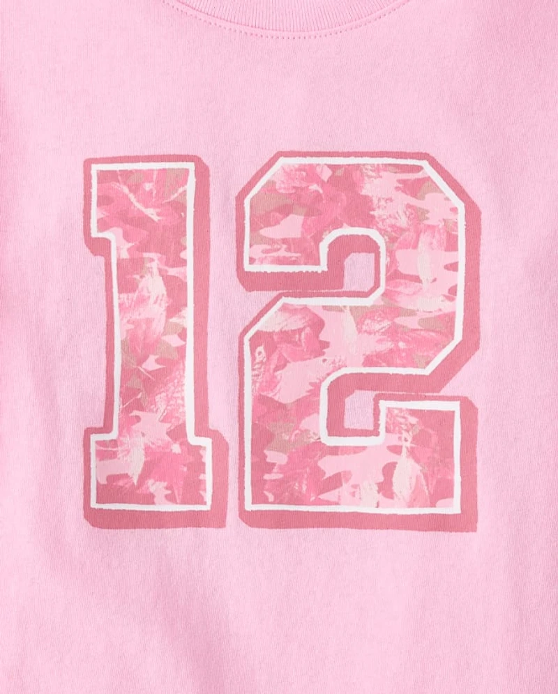 T-shirt graphique camouflage pour filles