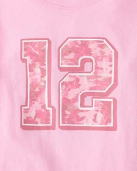 T-shirt graphique camouflage pour filles