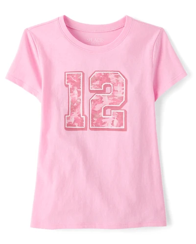 Girls Camo 12 Graphic Tee