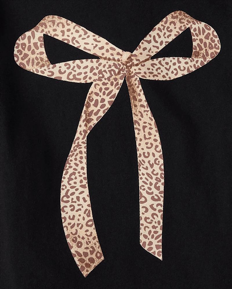 T-shirt graphique à nœud léopard pour fille