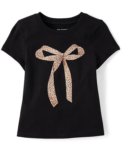 Baby And Toddler Girls Leopard Bow Graphic Tee