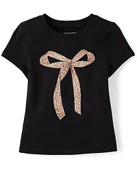 T-shirt graphique à nœud léopard pour bébé et petite fille