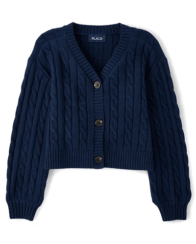 Girls Cable Knit Cardigan
